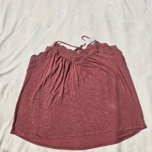 NWT Maurices Rose tank with crochet lace; size 1X